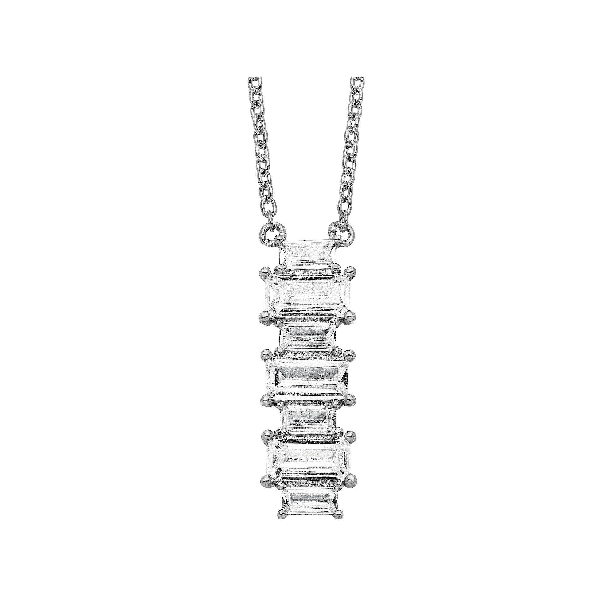 Sophie Miller Sterling Emerald Cut Cubic Zirconia Necklace, Women's, Size: 18" Product Image
