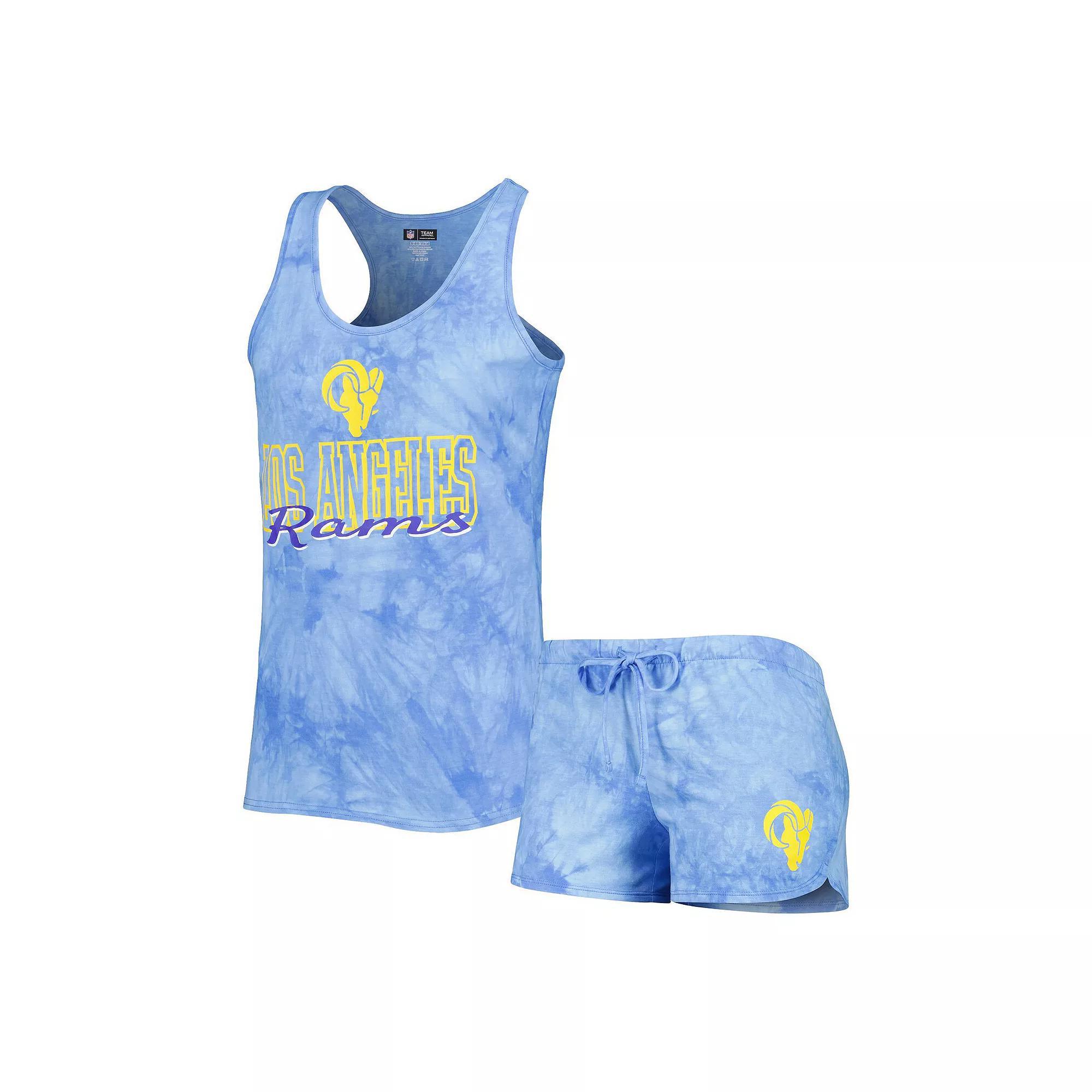Women's Concepts Sport Royal Los Angeles Rams Billboard Scoop Neck Racerback Tank Top and Shorts Sleep Set, Size: XL, Blue Product Image