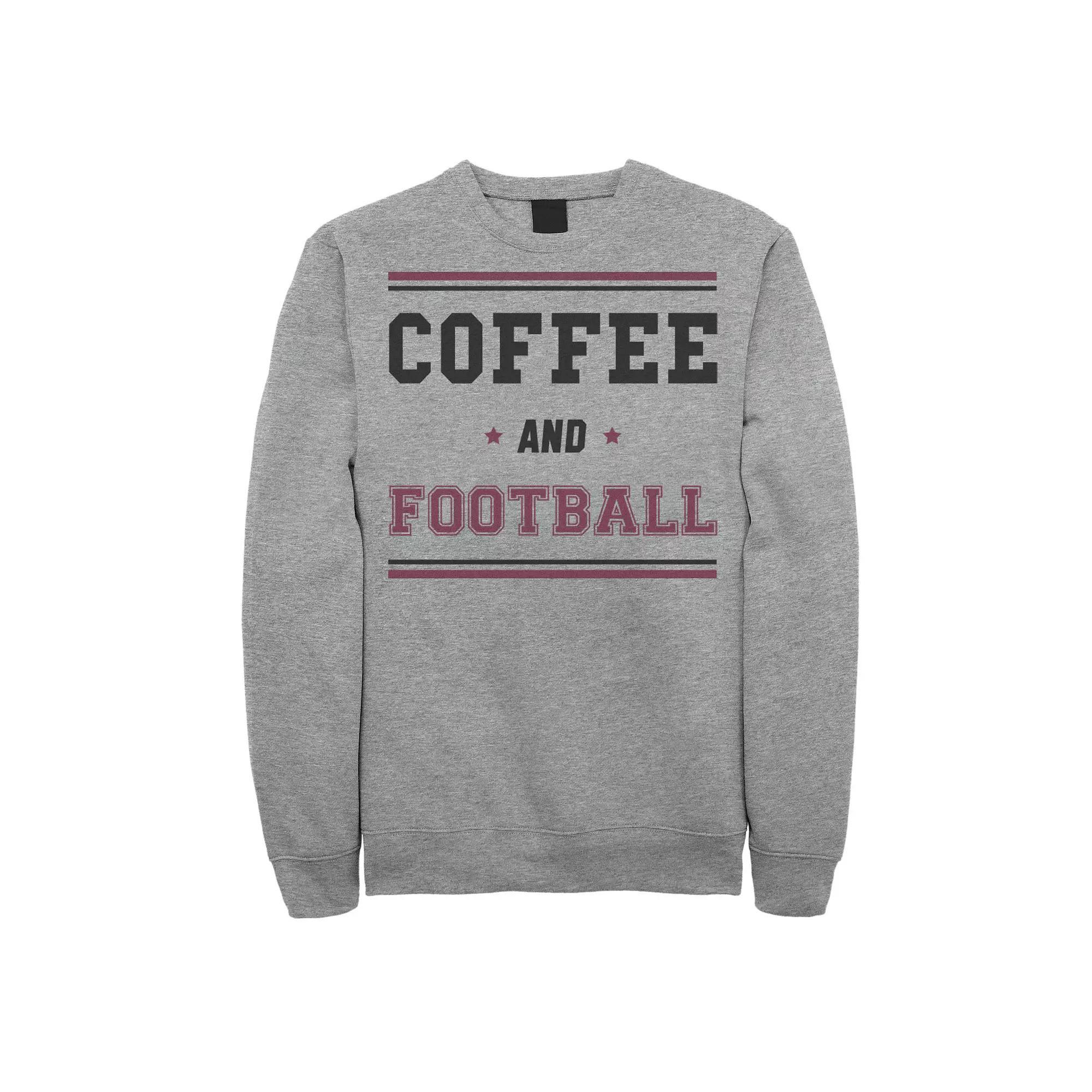 Men's Coffee And Football Graphic Fleece Pullover, Size: XXL, Athletic Grey Product Image