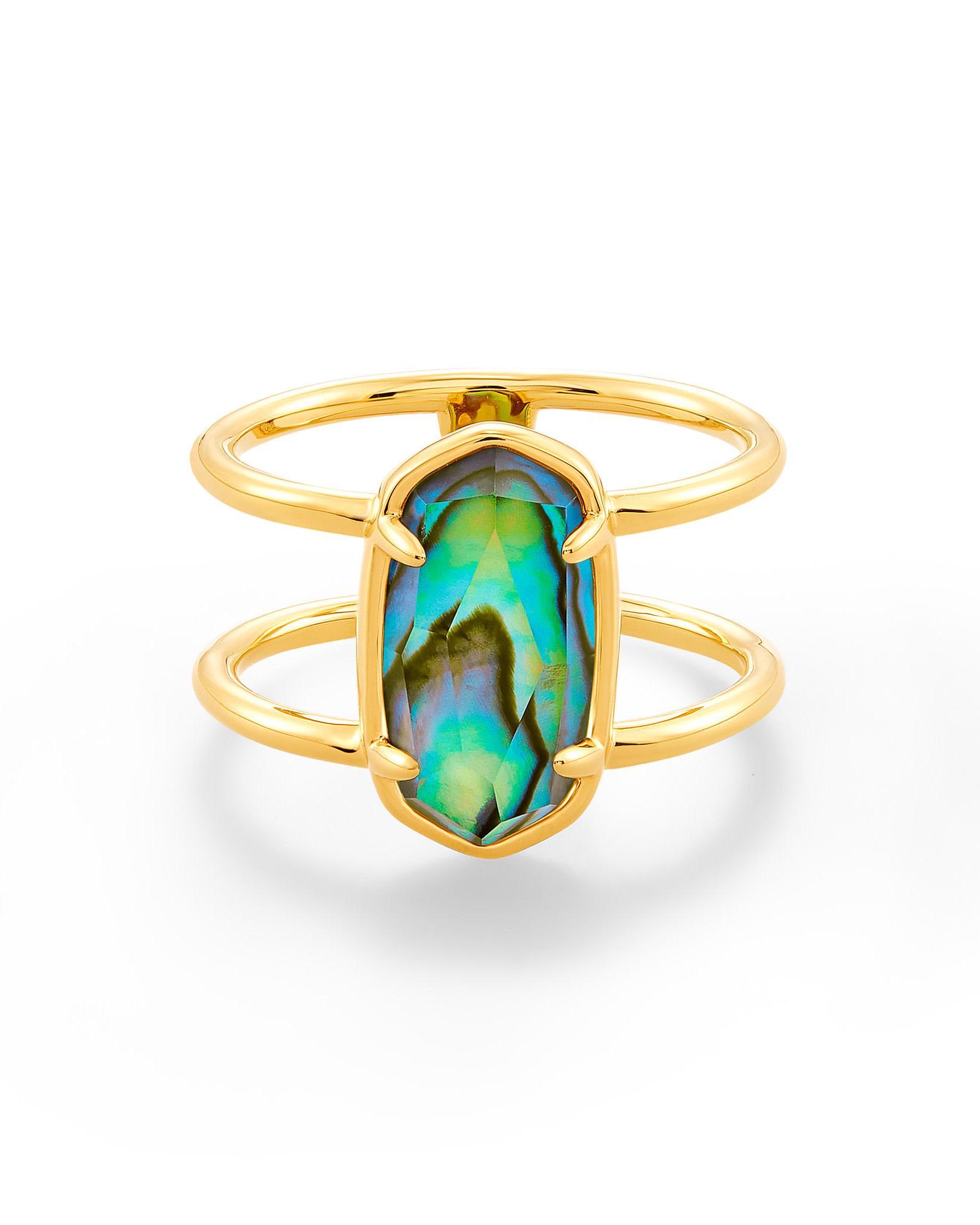 Kendra Scott Elyse Sterling Silver Double Band Ring in Turquoise | Magnesite | Size 7 Product Image