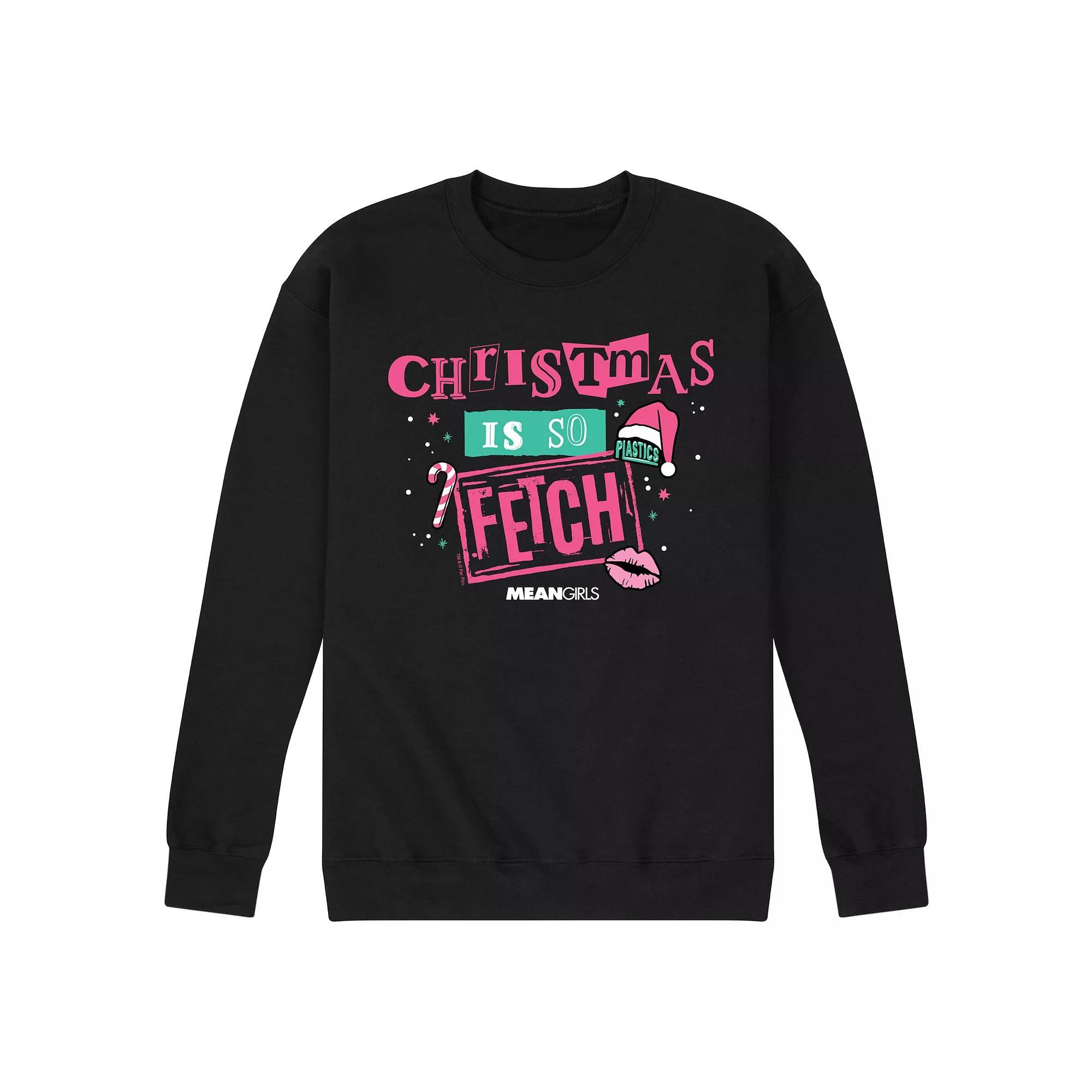 Men's Mean Girls Christmas Is So Fetch Fleece Sweatshirt, Size: Large, Black Product Image
