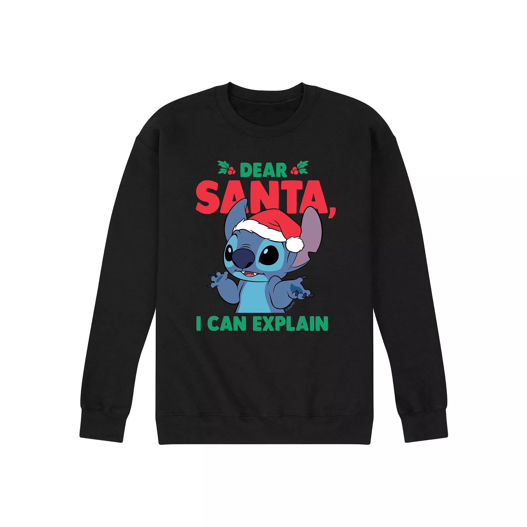 Disney's Lilo & Stitch Men's Santa I Can Explain Fleece Sweatshirt, Size: Small, Black Product Image