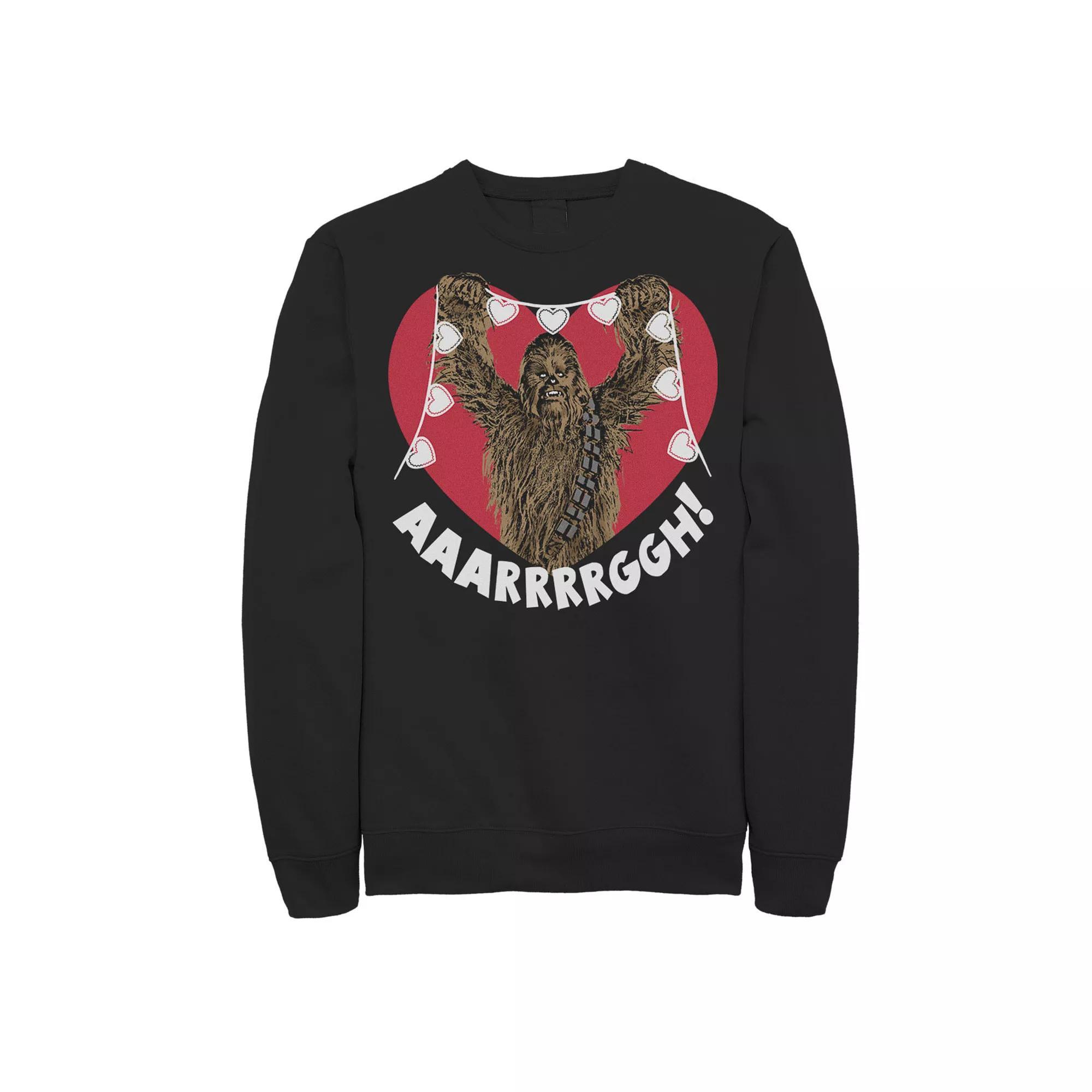 Men's Star Wars Chewbacca Holding Heart Lights Sweatshirt, Size: XXL, Black Product Image