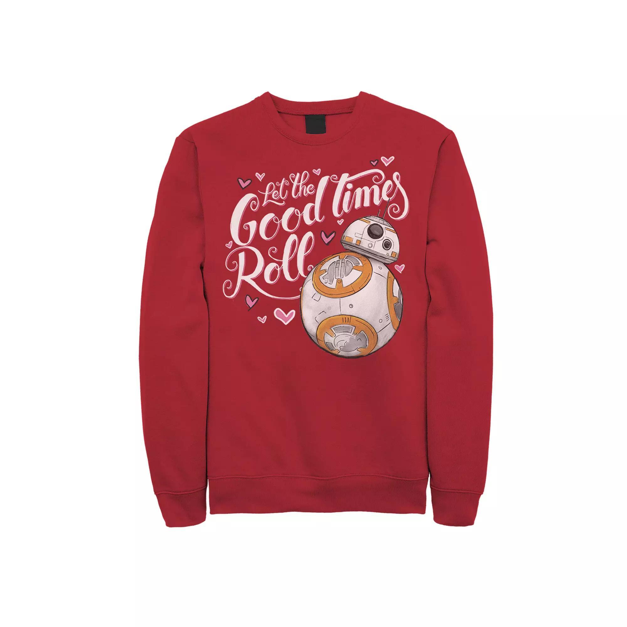 Men's Star Wars Valentines Good Times Roll Hearts Graphic Fleece Pullover, Size: XXL, Red Product Image