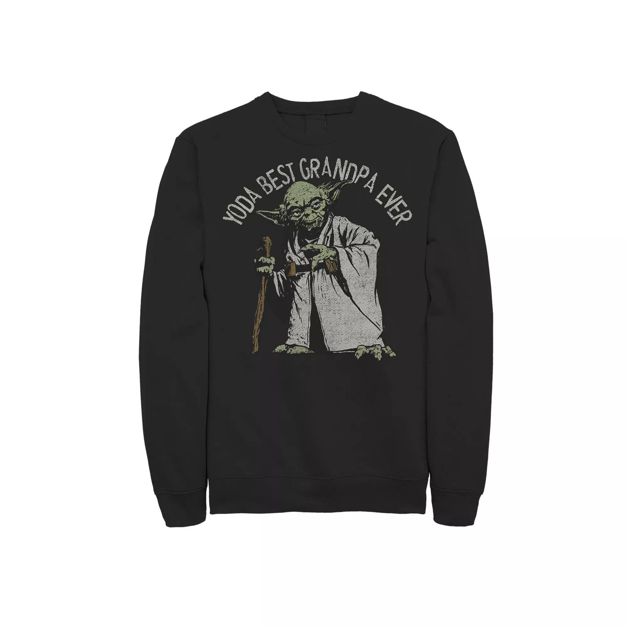 Men's Star Wars Yoda Best Grandpa Ever Fleece Sweatshirt, Size: XXL Tall, Black Product Image