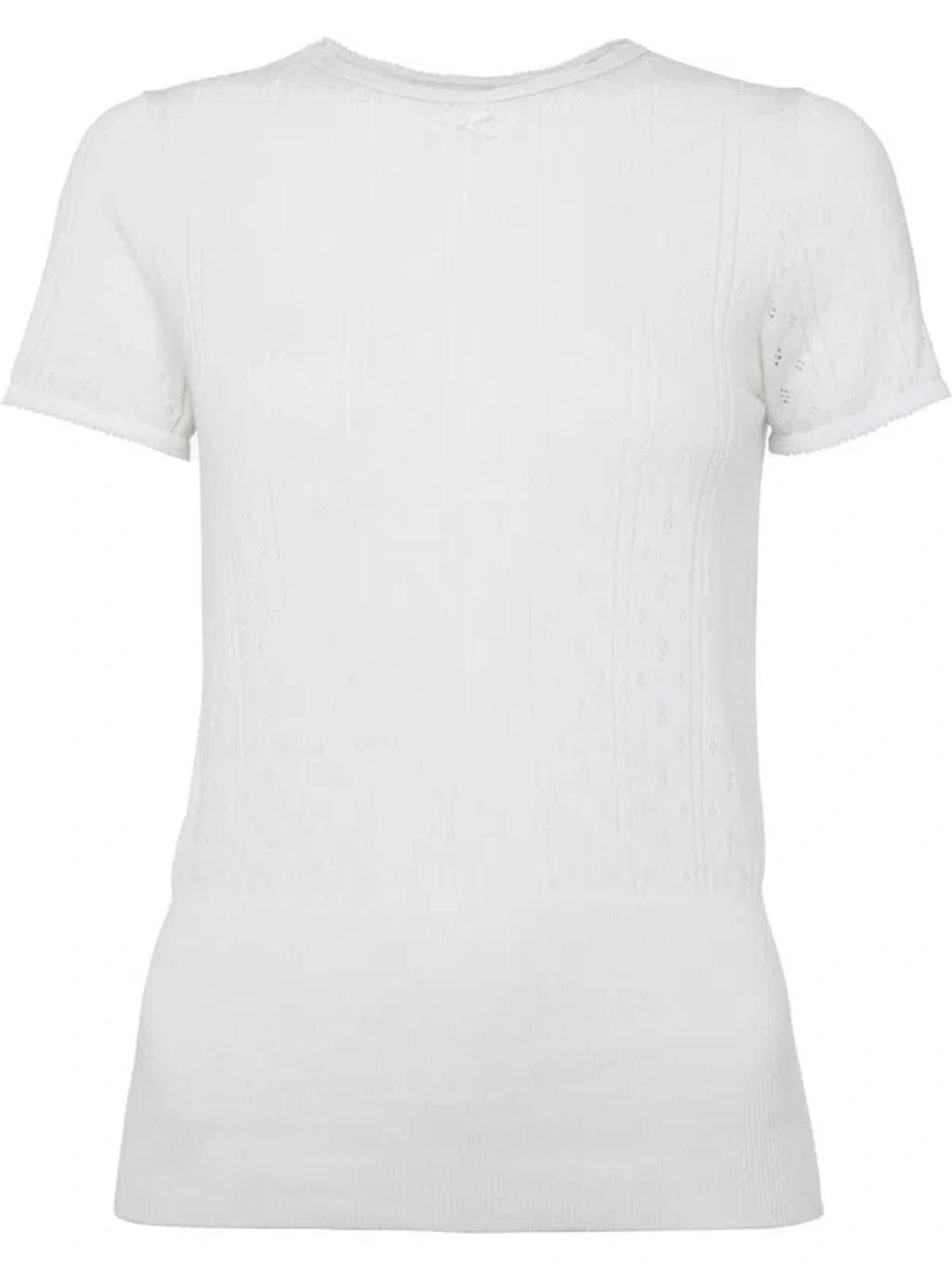 JW ANDERSON Cotton Pointelle-knit T-shirt In White Product Image