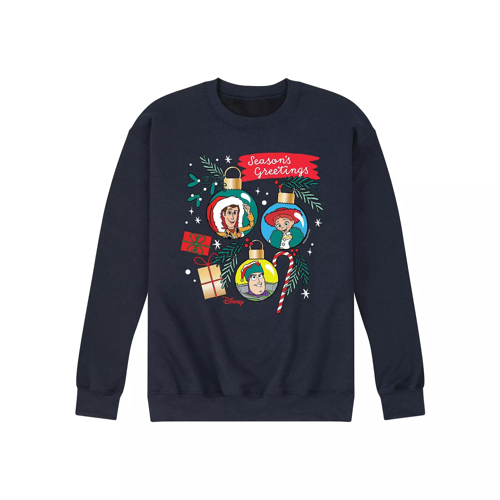 Disney / Pixars Toy Story 4 Mens Seasons Greetings Fleece Sweatshirt Blue Product Image