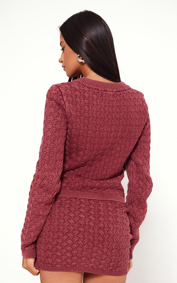 Petite Dark Red Cable Knit Jacket Product Image