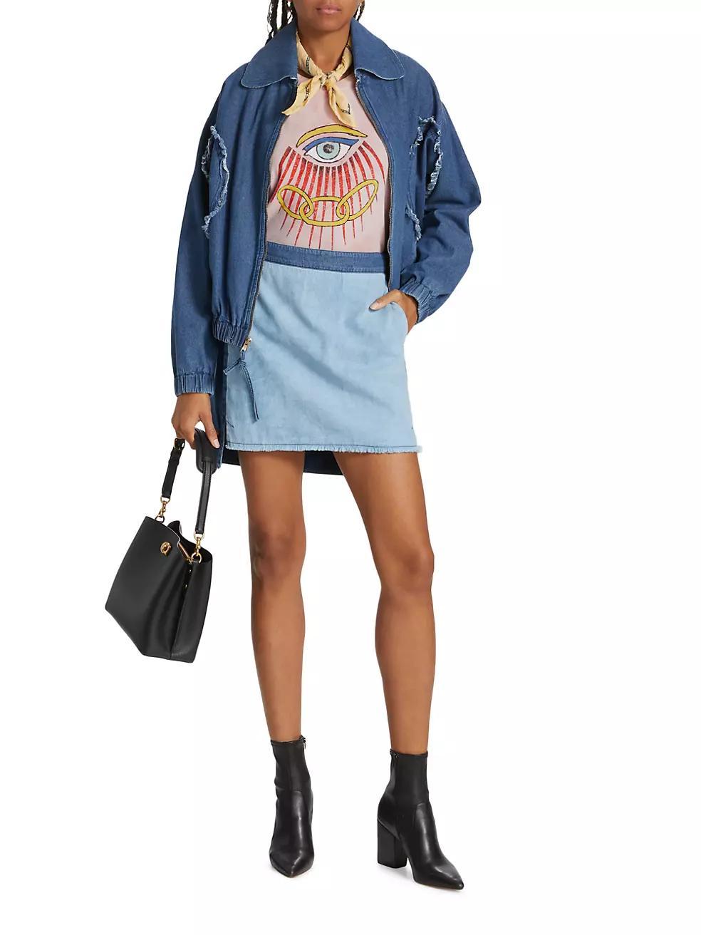 Tansy Two-Tone Denim Miniskirt Product Image