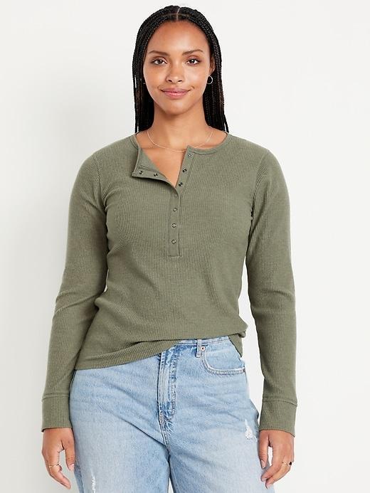 Ribbed Henley Top Product Image