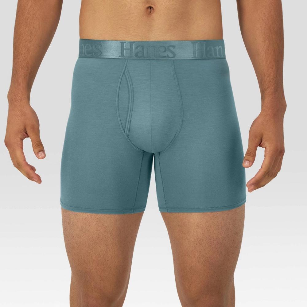 Hanes Originals Premium Men's SuperSoft Boxer Briefs 2pk - Sage Green/Black S Product Image