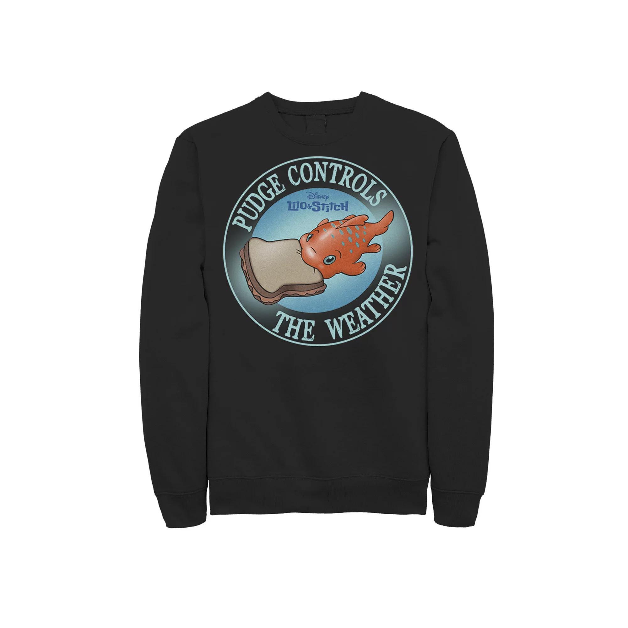 Disney's Lilo & Stitch Pudge Controls The Weather Men's Sweatshirt, Size: Small, Black Product Image
