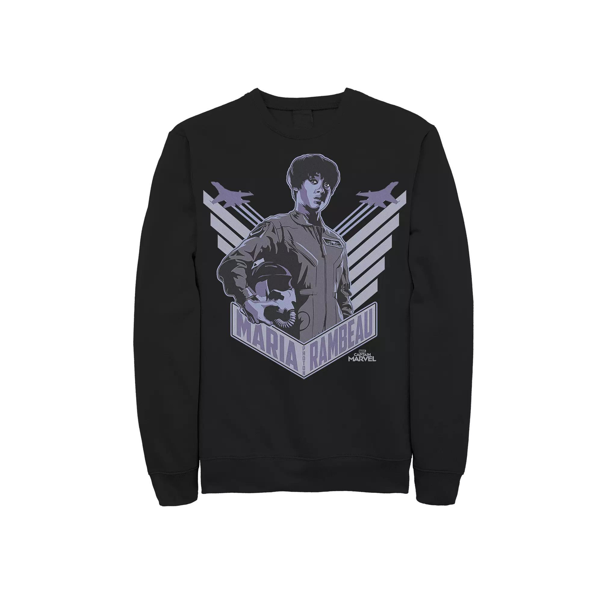 Men's Captain Marvel Wings Sweatshirt, Size: 3XL, Black Product Image