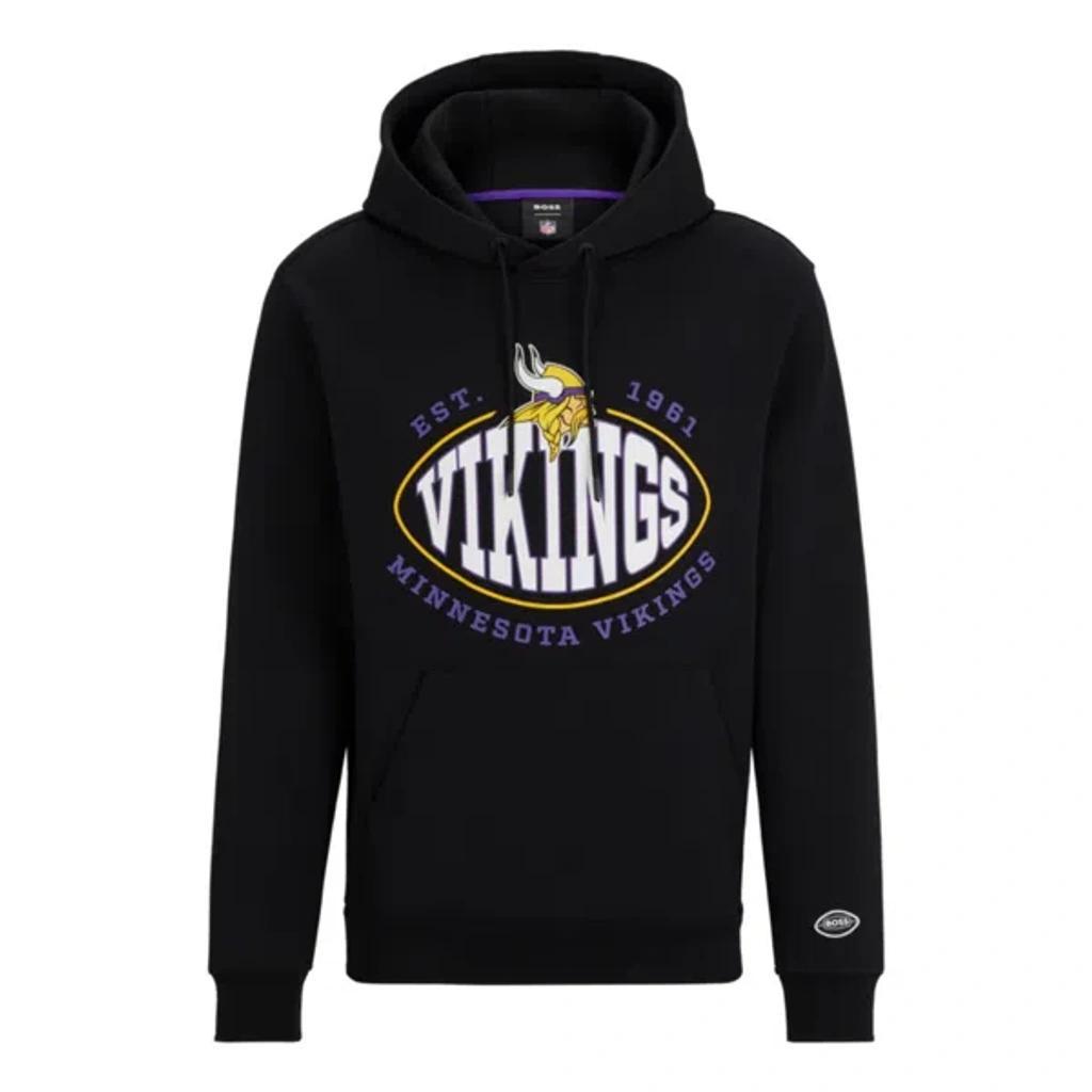 HUGO BOSS X Nfl Cotton-blend Hoodie With Collaborative Branding In Black Product Image