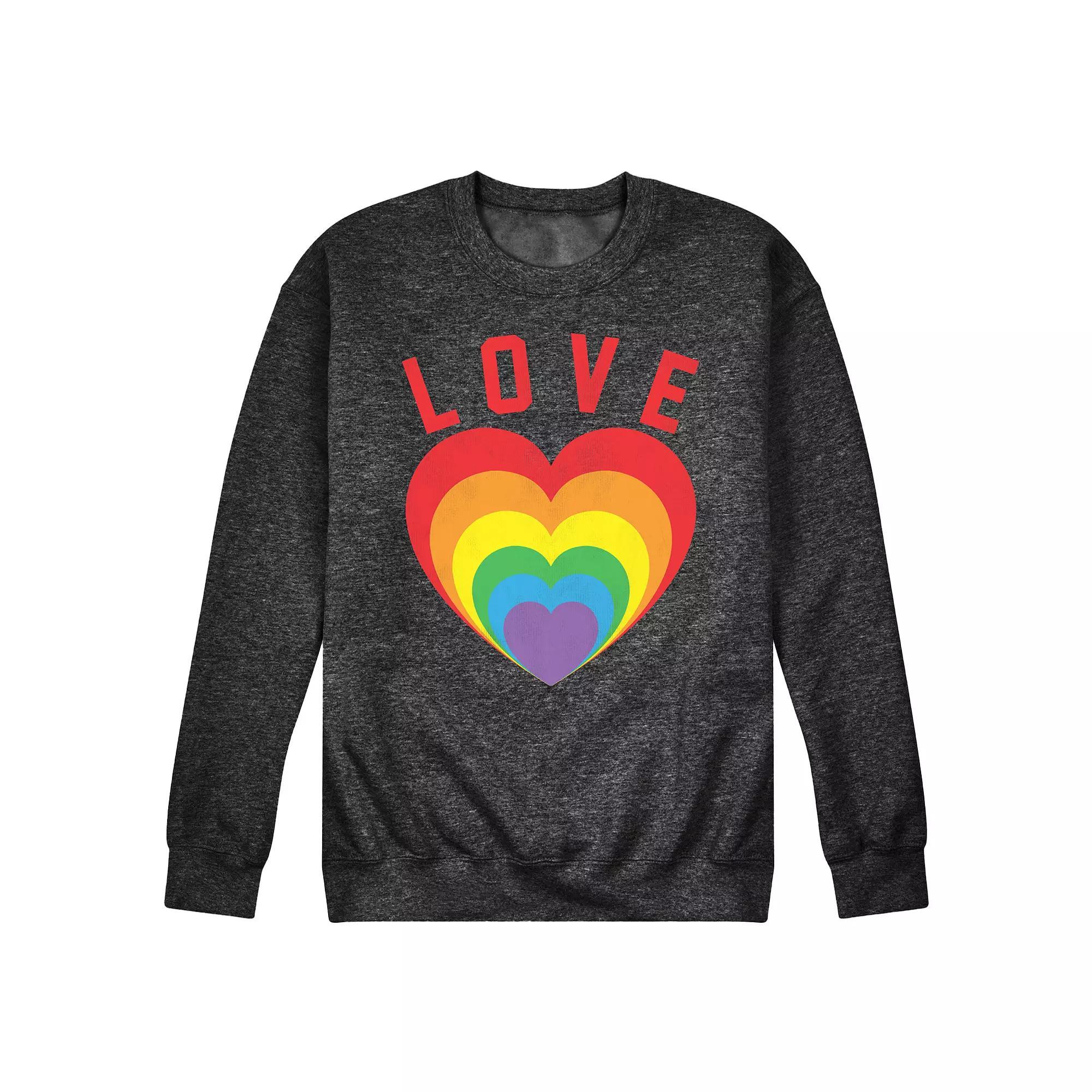 Men's Love Hearts Fleece Sweatshirt, Size: Large, Heather Grey Product Image