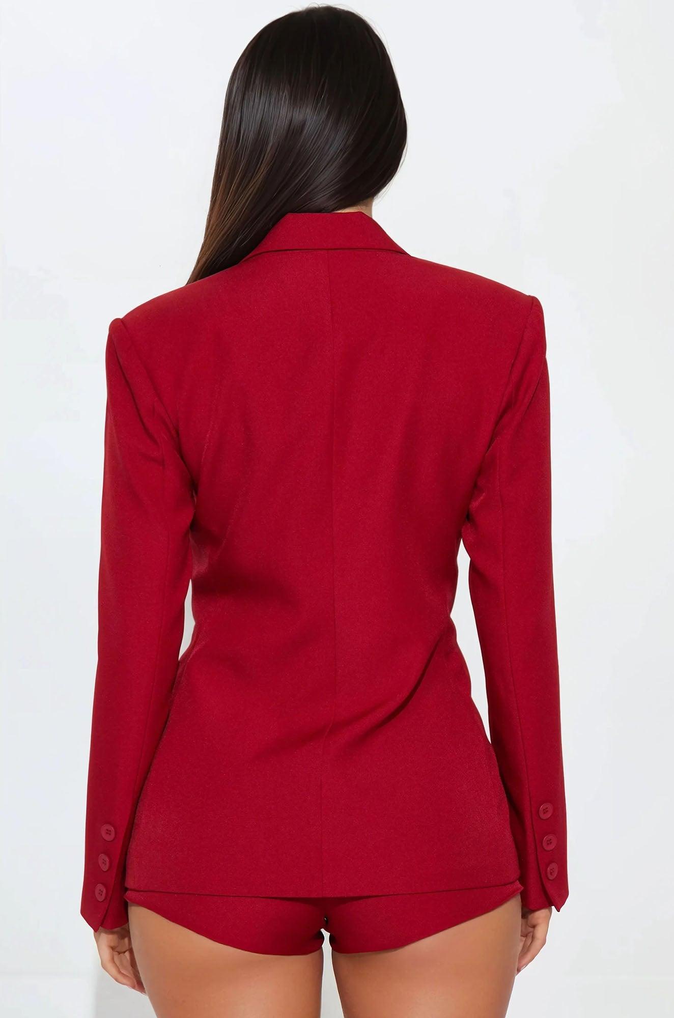 Chloe Double Breasted Blazer - Red Product Image