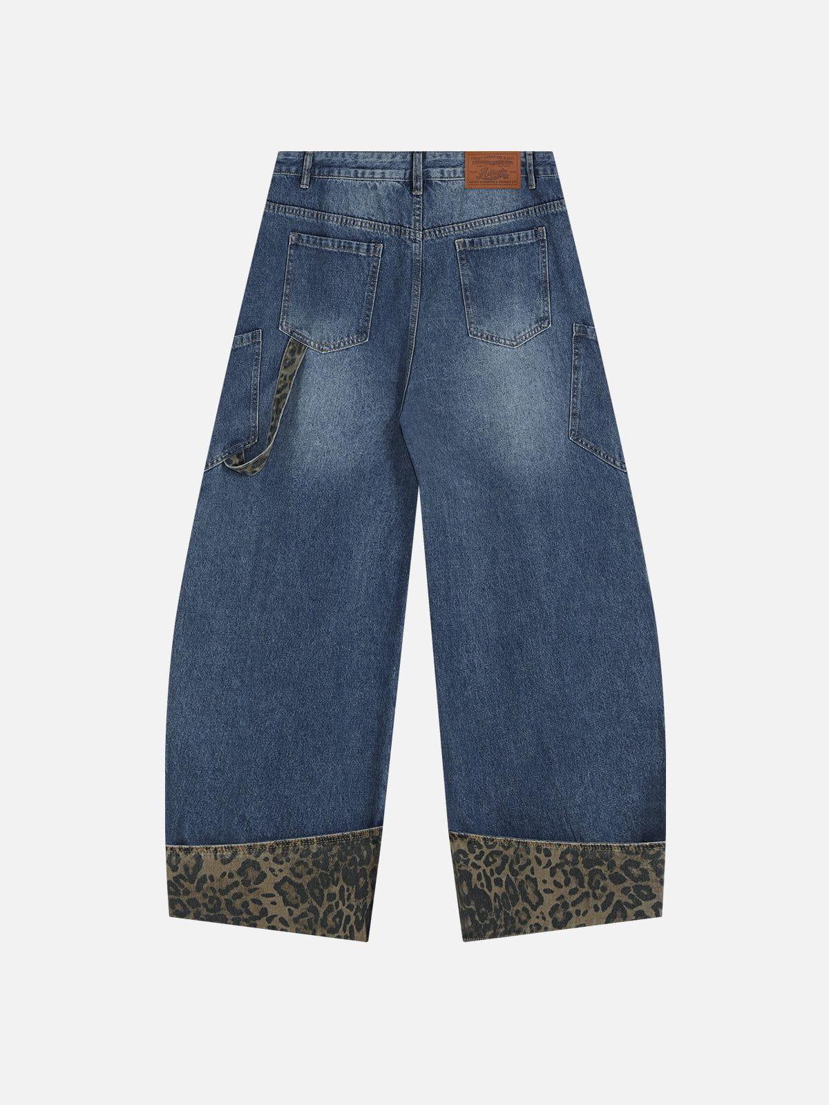 Aelfric Eden Leopard Cuffed Super Baggy Barrel Jeans Product Image