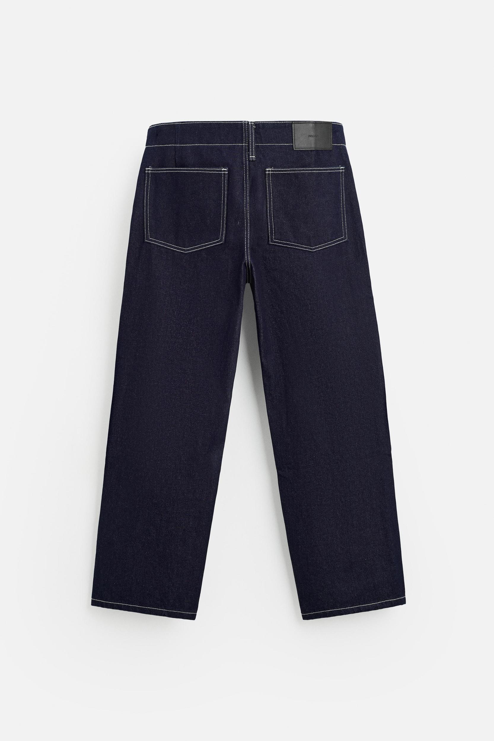 STRAIGHT FIT TOPSTITCHED JEANS Product Image