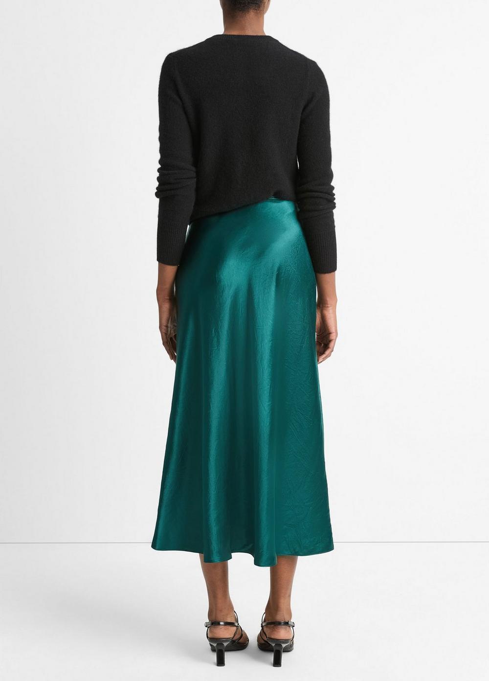 Womens Lingerie-Trim Satin Slip Skirt, Jade Lake, Size XS Vince Product Image