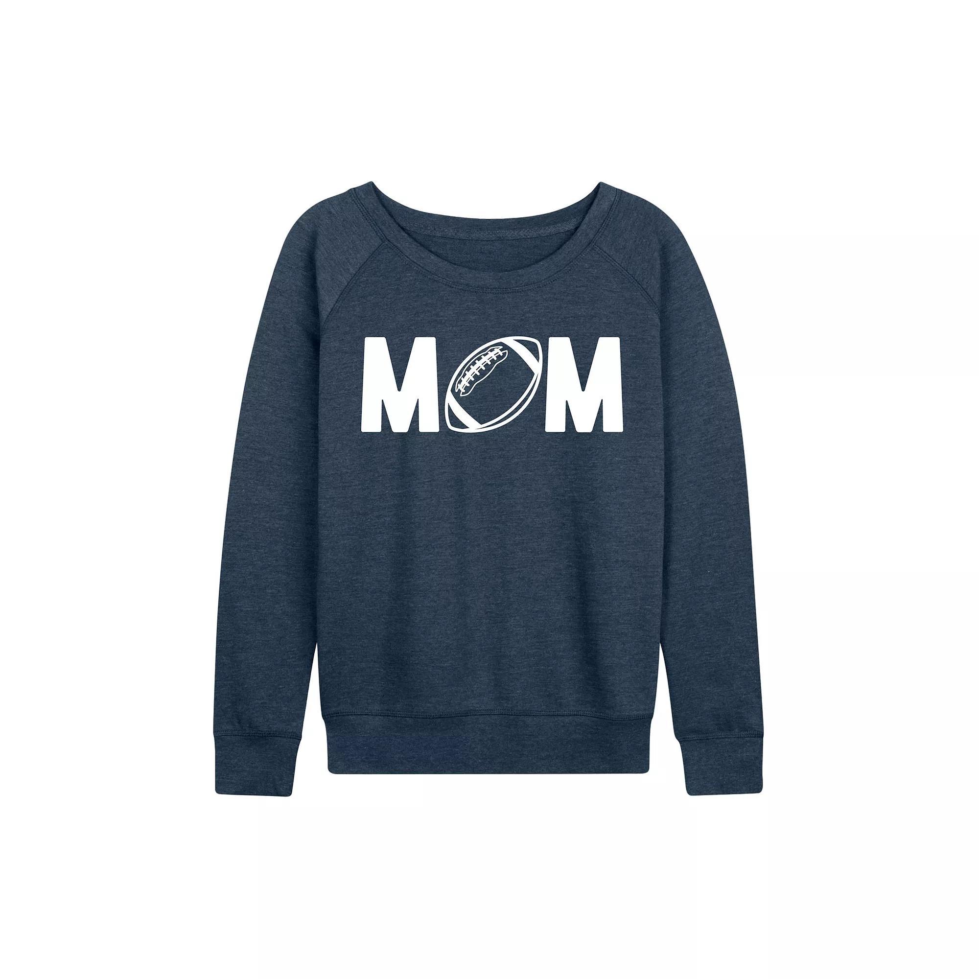 Womens Mom Football French Terry Long Sleeve Tee, Girls Heather Grey Product Image