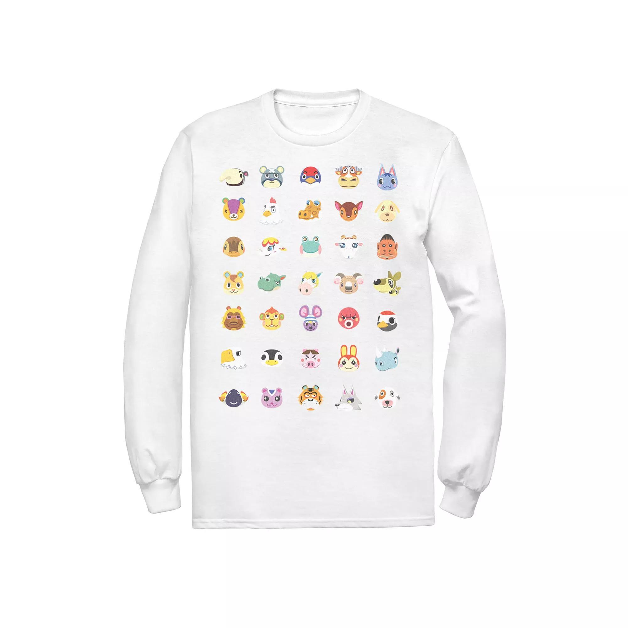 Men's Animal Crossing New Horizons Group Shot Character Faces Tee, Size: Small, White Product Image