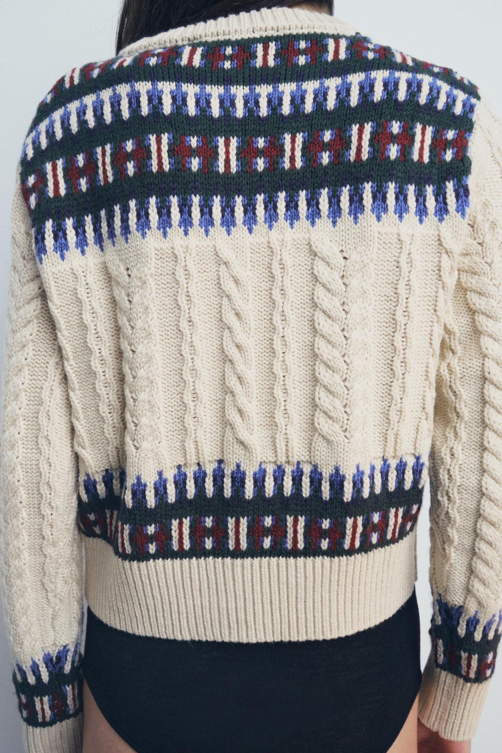 CONTRASTING JACQUARD KNIT CARDIGAN Product Image