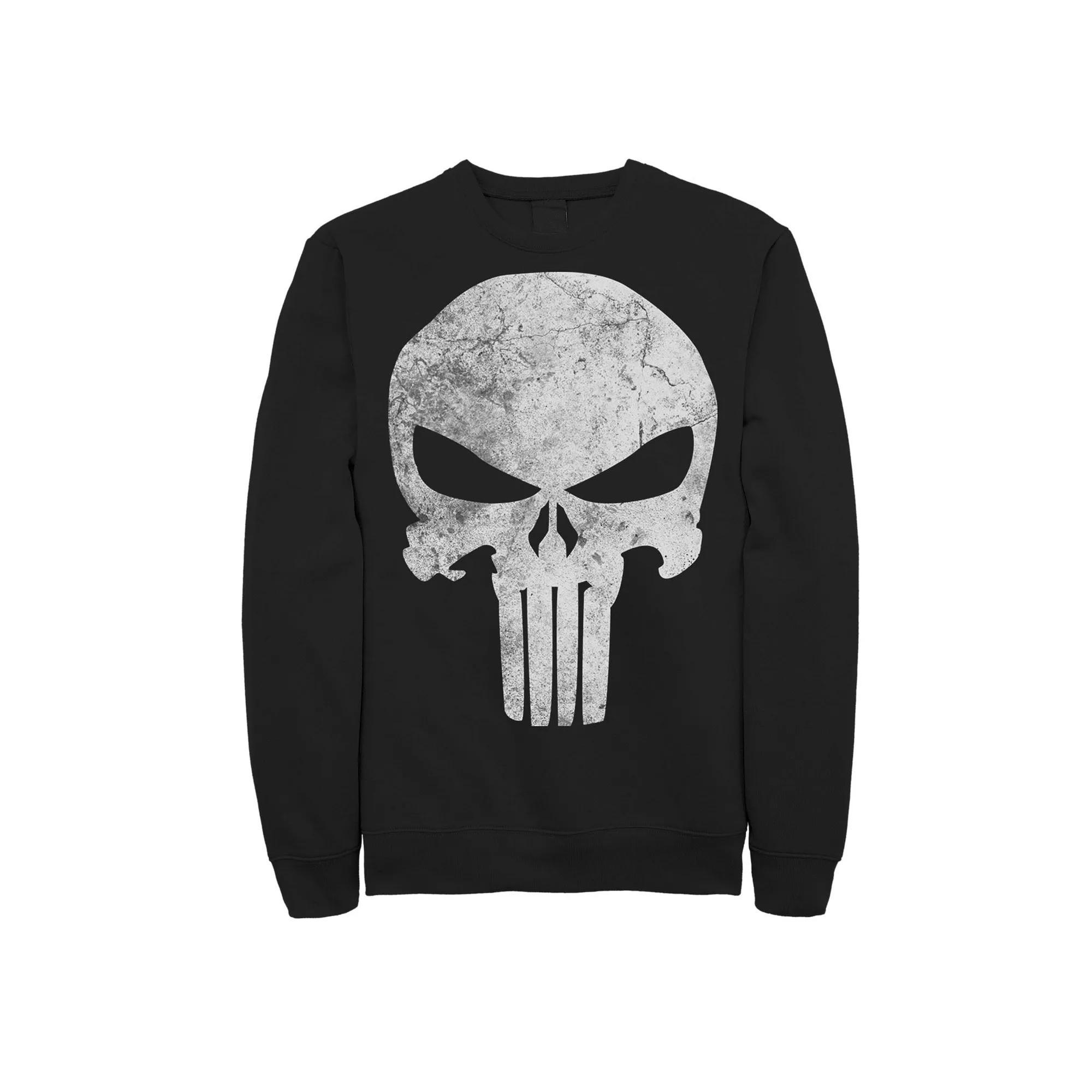 Mens Marvel Punisher Skull Symbol Distressed Sweatshirt Product Image