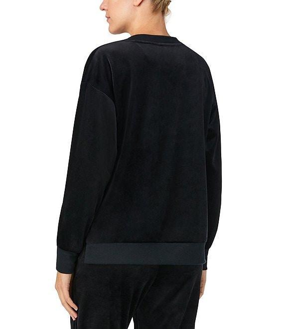 Donna Karan Long Sleeve V-Neck Solid Fleece Coordinating Lounge Top Product Image