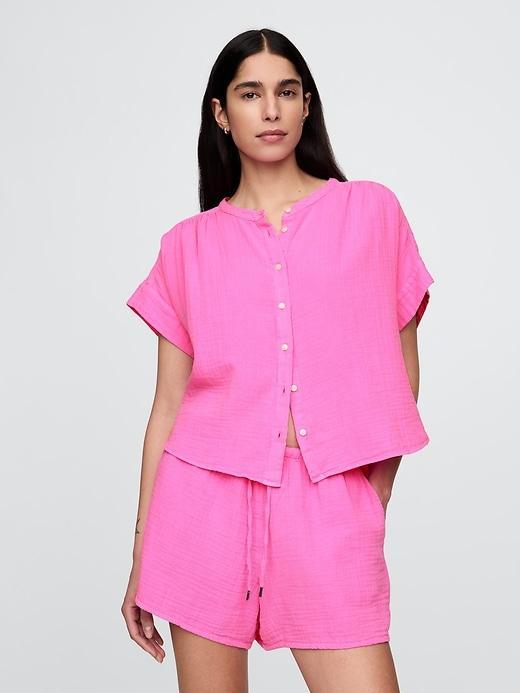 Crinkle Gauze Dolman Shirt Product Image