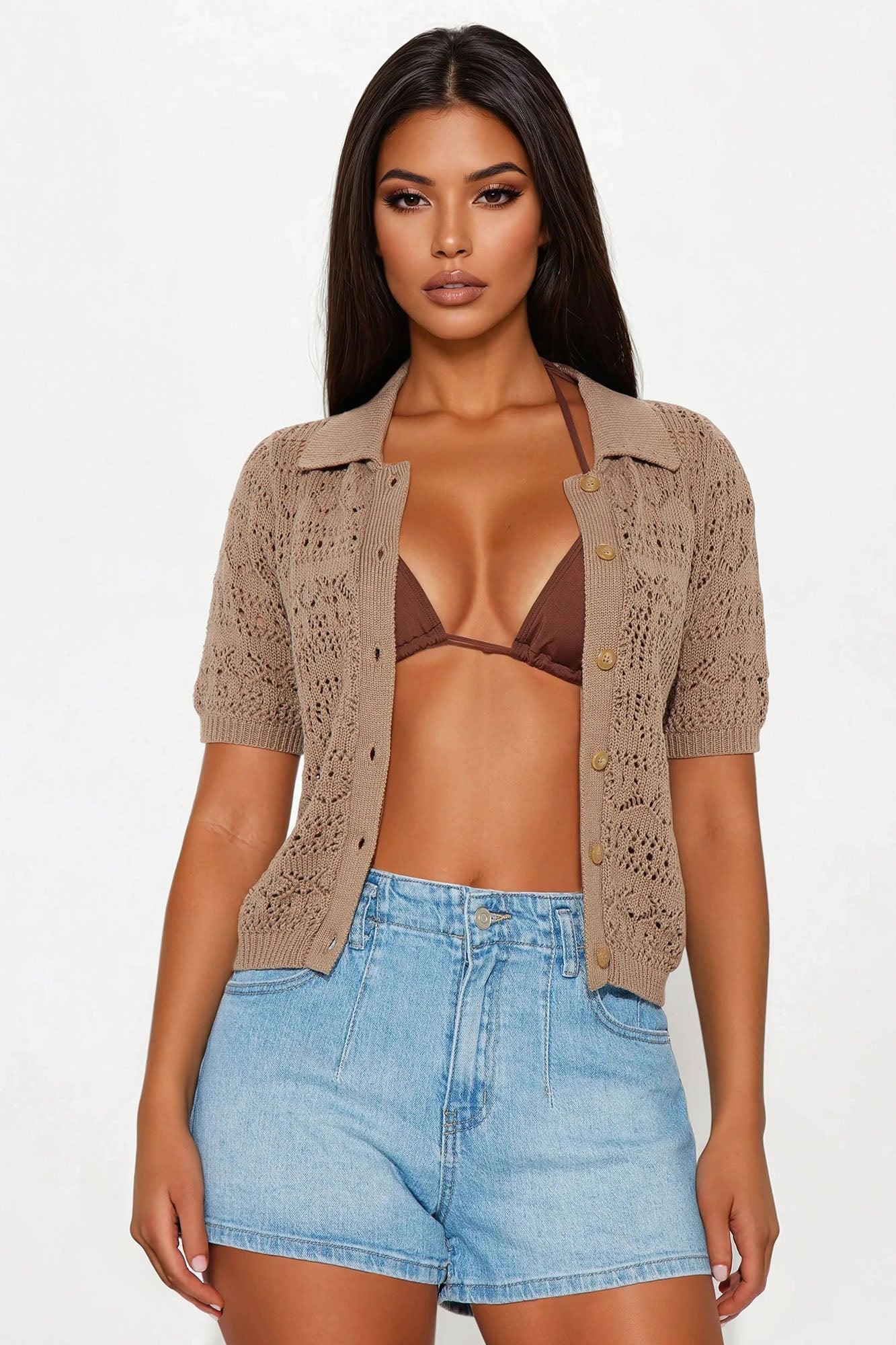 Beach Living Crochet Top - Mocha Product Image
