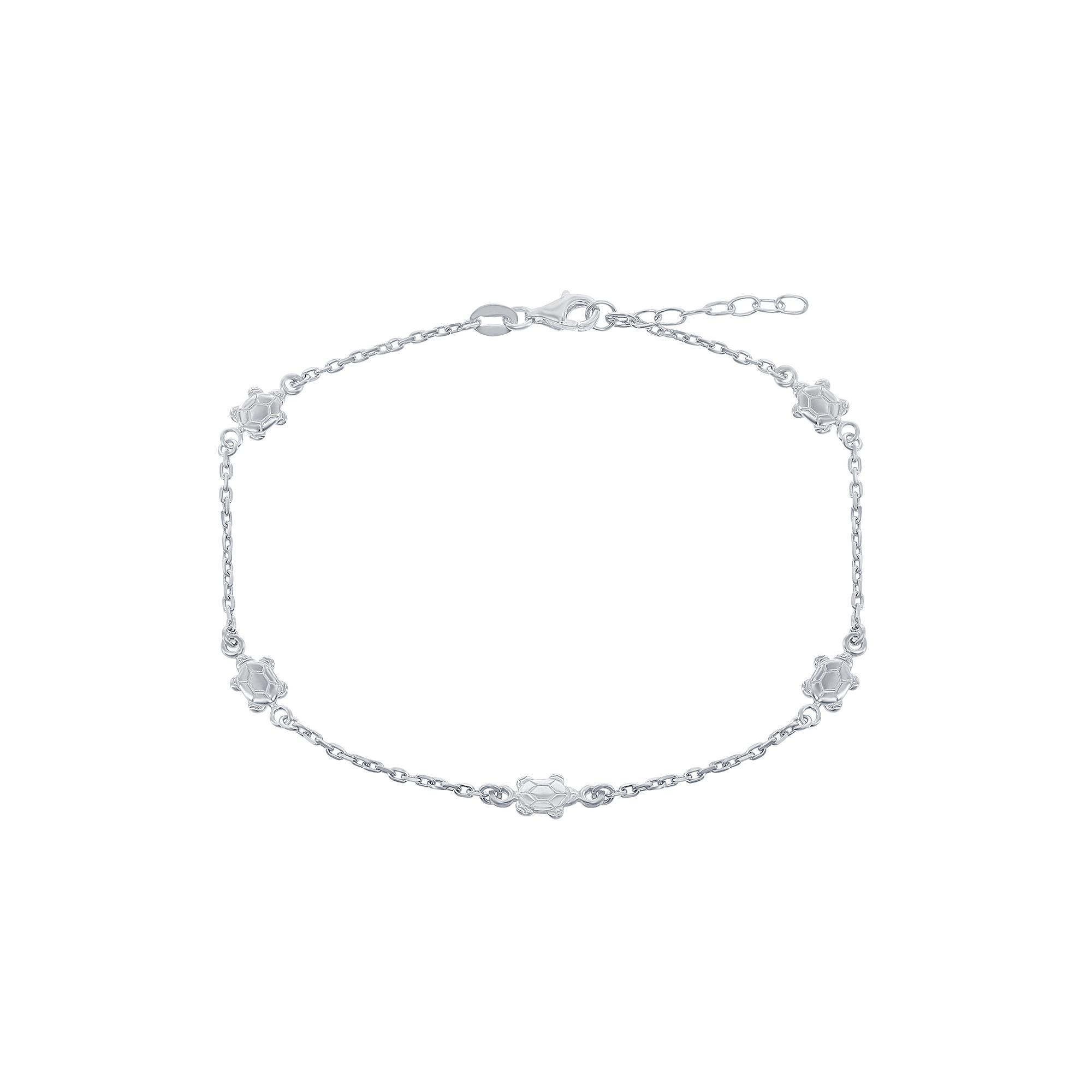 Sterling Silver Turtles Anklet, Women's, Size: 9" Product Image