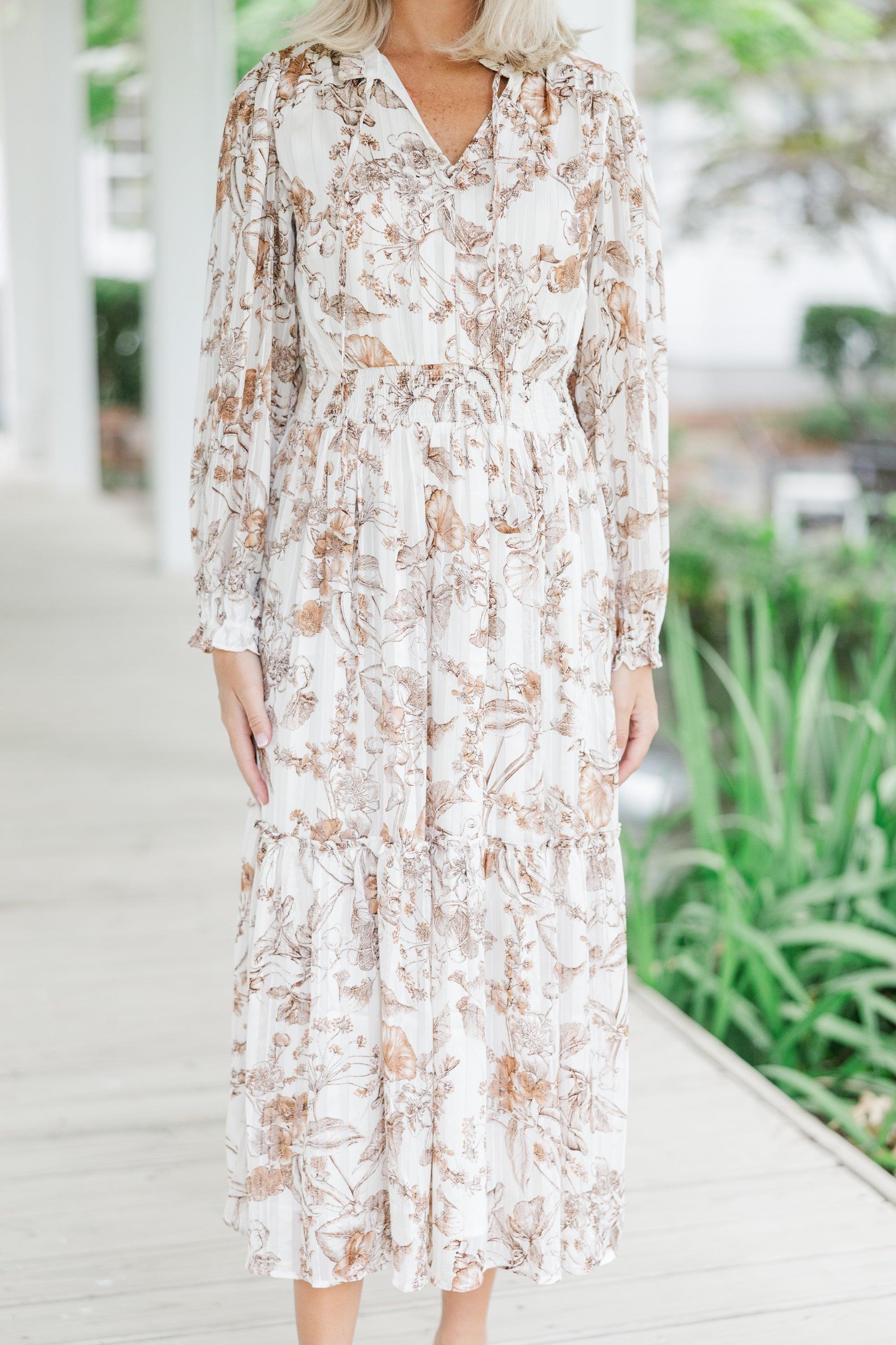 Finally Found You Brown Toile Midi Dress Female Product Image
