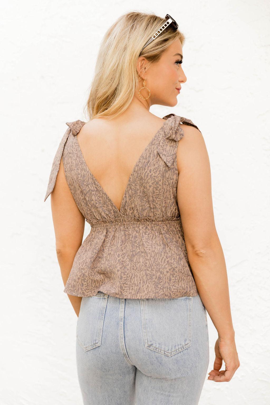 Tell You Everything Animal Print Tie Sleeve Tank Top FINAL SALE Product Image