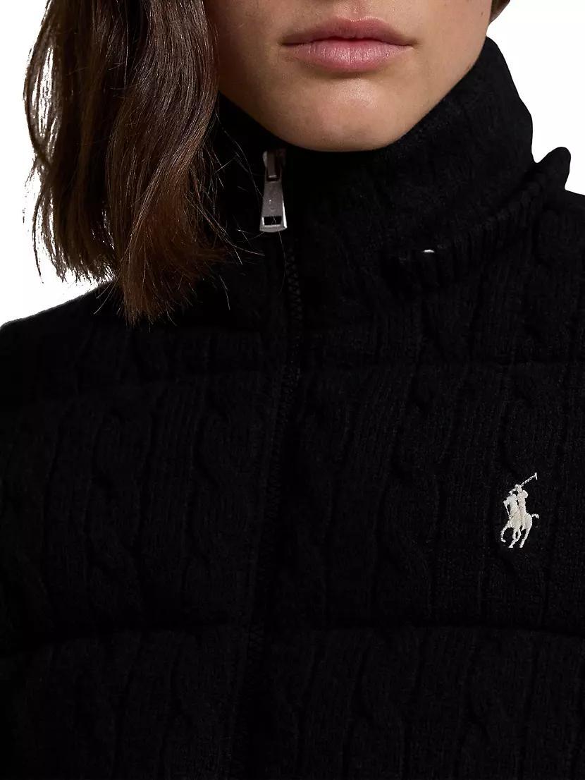Wool-Blend Cable-Knit Down Coat Product Image