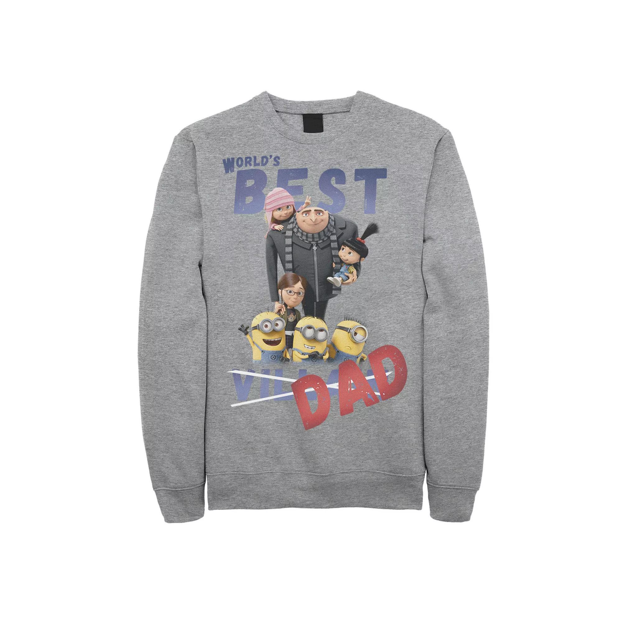 Mens Despicable Me Minions Worlds Best Dad Sweatshirt Athletic Grey Product Image
