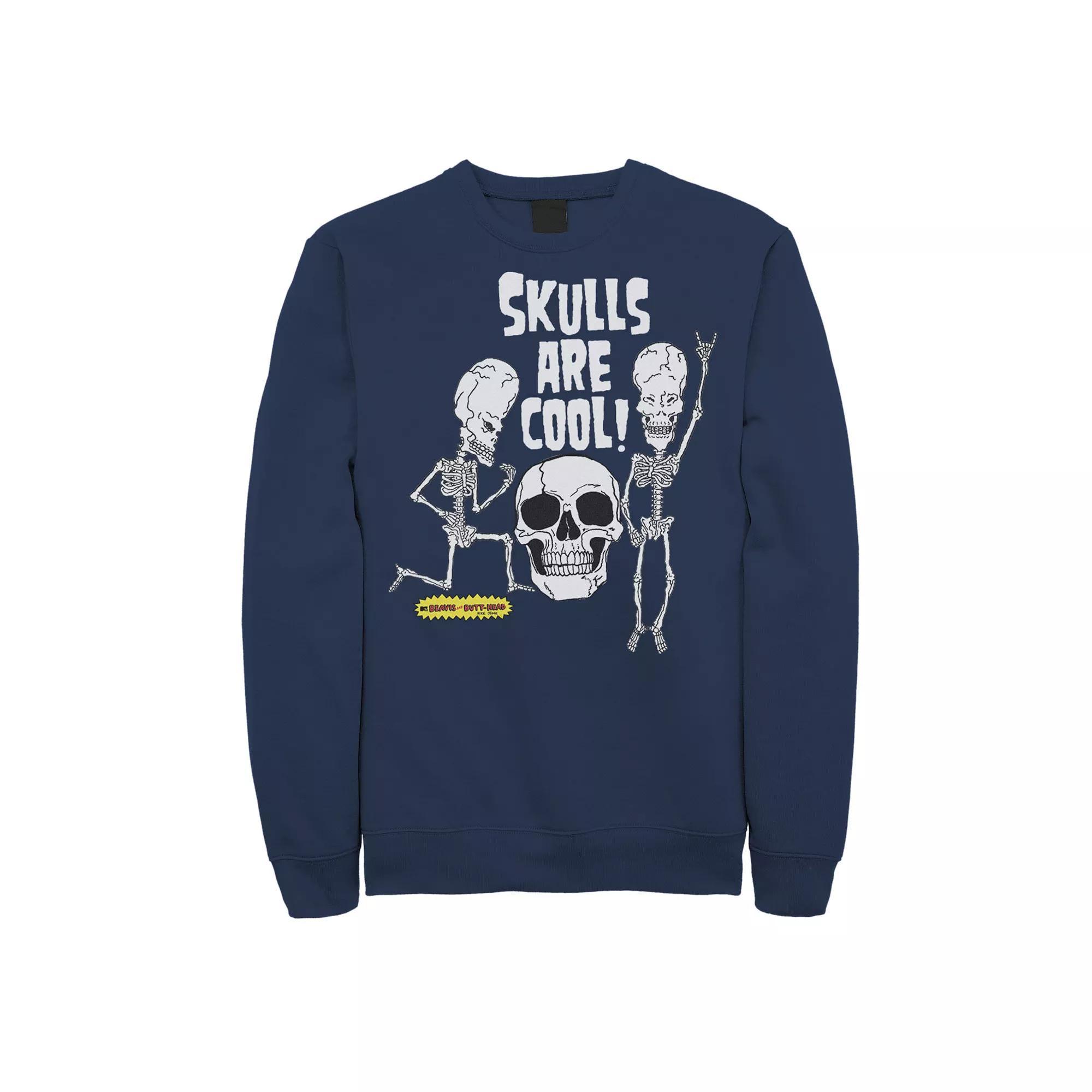 Men's Beavis and Butt-Head "Skulls Are Cool" Sweatshirt, Size: XL, Grey Heather Product Image