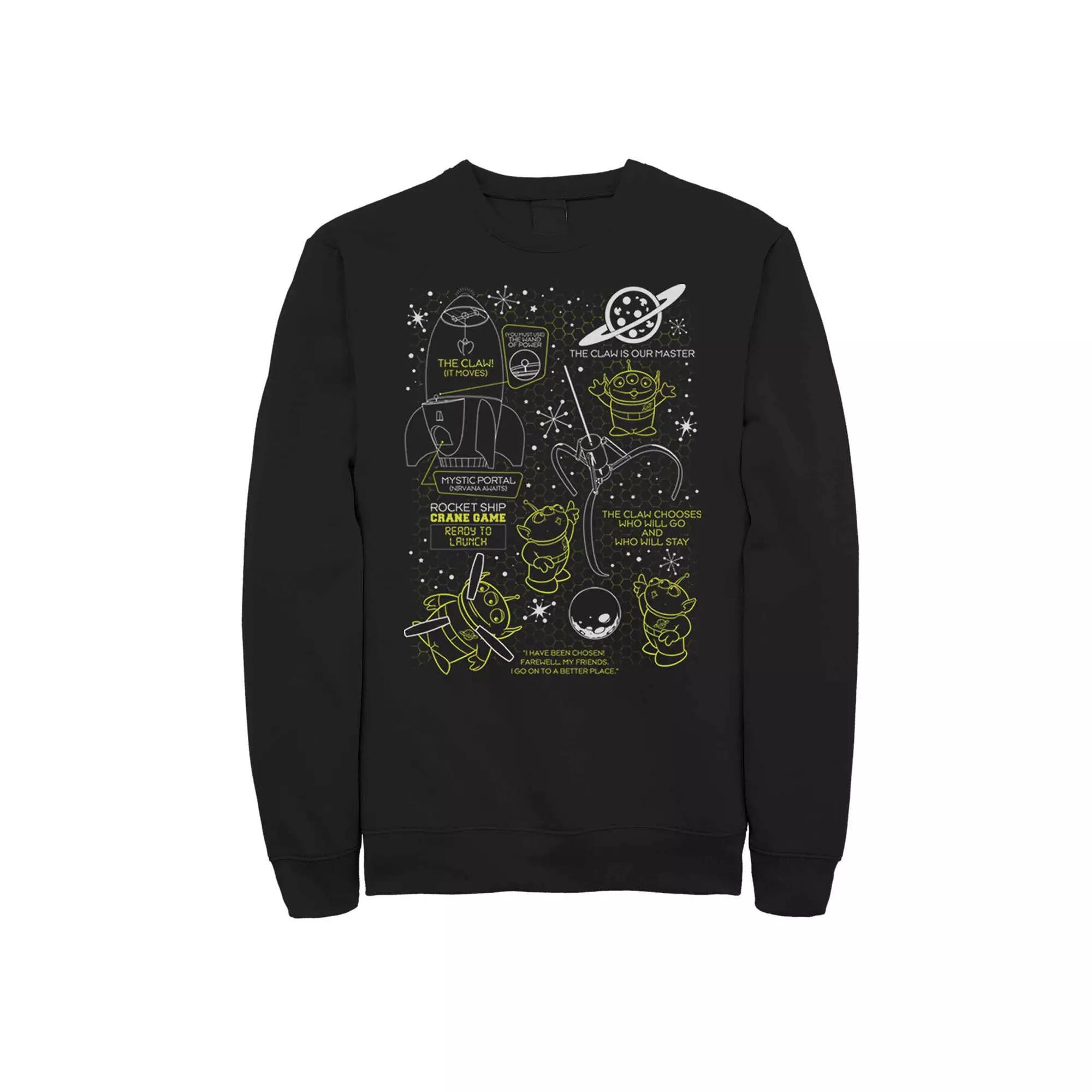 Men's Disney Pixar Toy Story Claw Master Schematics Fleece Sweater, Size: Small, Black Product Image