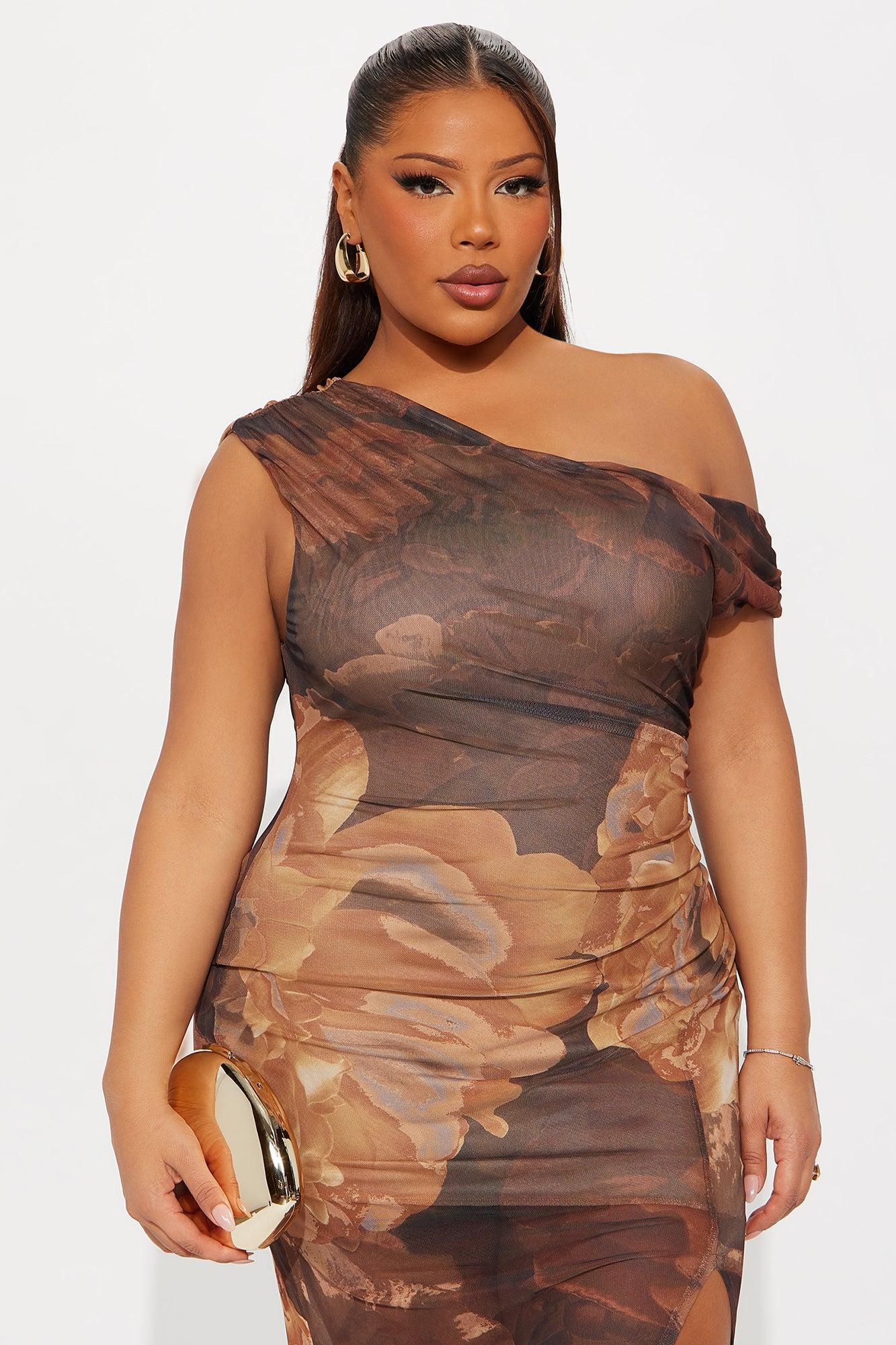 Vaughn Floral Mesh Maxi Dress - Brown/combo Product Image