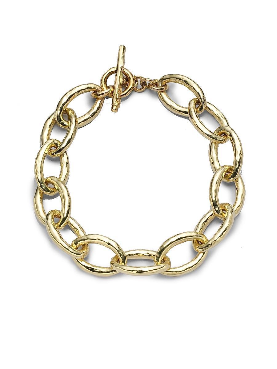 Womens Classico 18K Yellow Gold Hammered Bastille Mini Link Bracelet Product Image