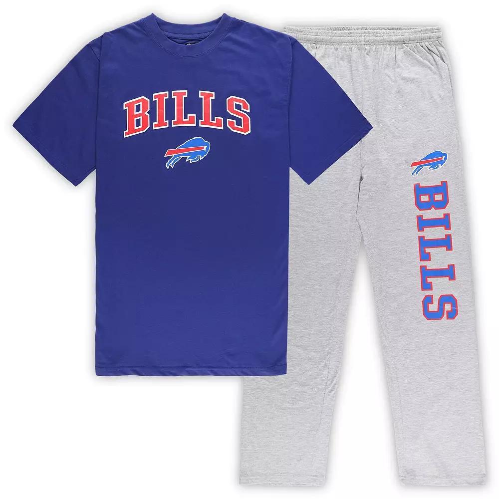 Men's Concepts Sport Royal/Heather Gray Buffalo Bills Big & Tall T-Shirt & Pants Sleep Set, Size: 4XB, Blue Product Image