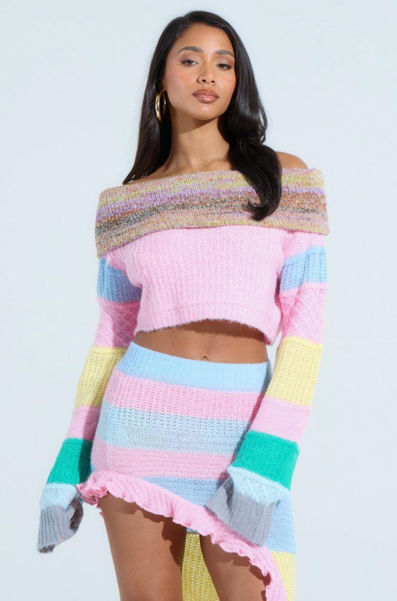 PRETTY LIKE ME OFF THE SHOULDER SWEATER Product Image