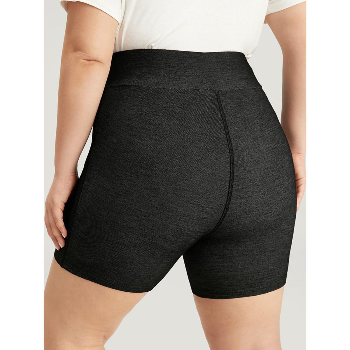 Plus Size Solid High Rise Ties Very Stretchy Leggings Women Black Casual High stretch Skinny High Rise Dailywear Leggings BloomChic 30/6X Product Image