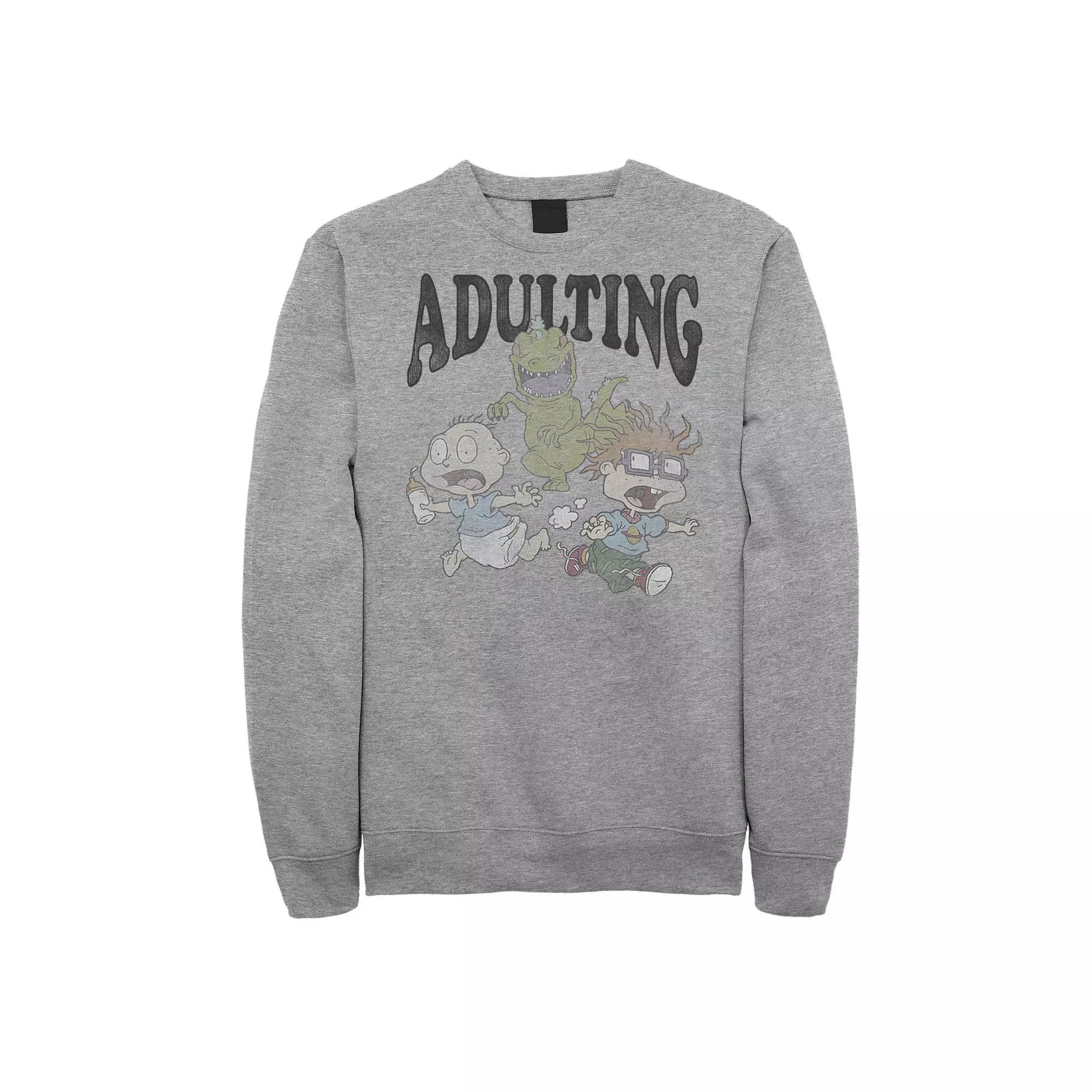 Men's Rugrats Reptar Run Adulting Fleece, Size: Small, Athletic Grey Product Image