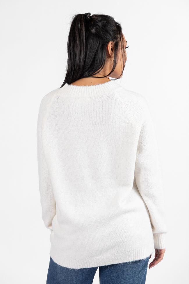 Feeling Like Love Ivory and Black Bow Crew Neck Sweater Product Image