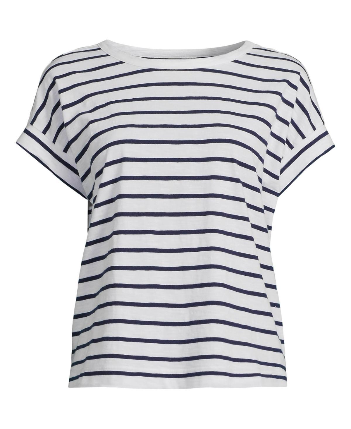 Women's Lands' End Short Sleeve Boxy Slub Tee, Size: Small, Ivory Product Image