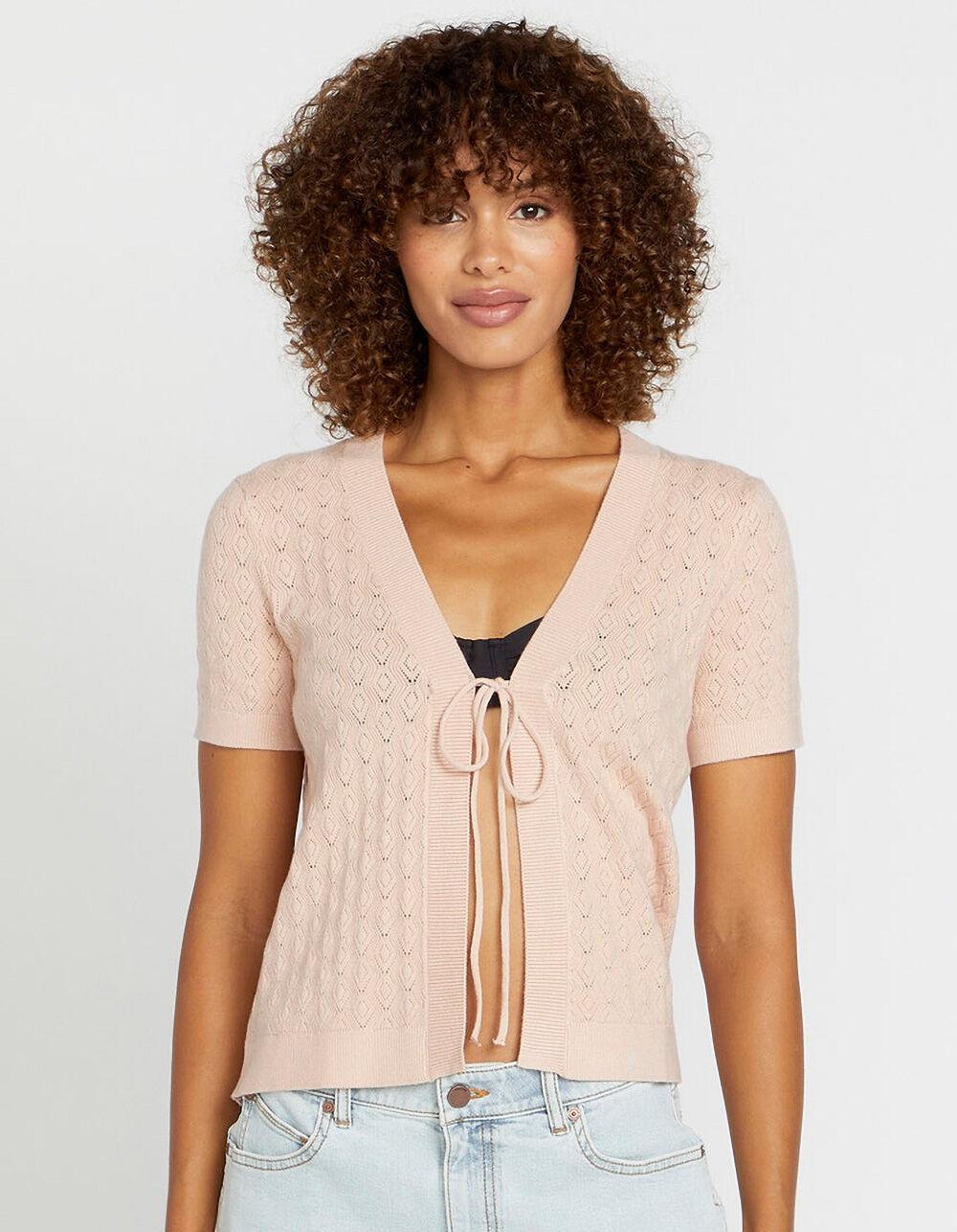 VOLCOM Cruz Cruise Womens Tie Front Sweater - LIGHT PINK Product Image
