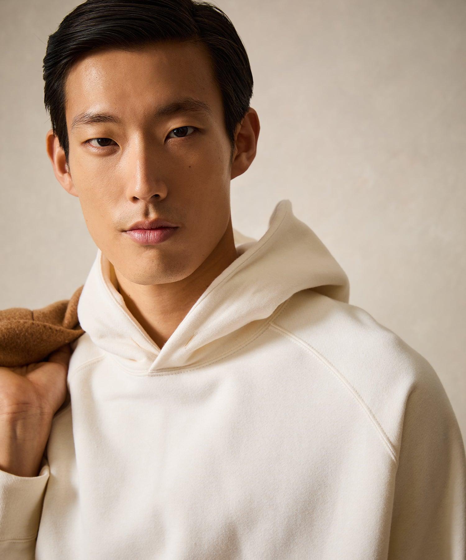 Cotton-Camelhair Fleece Hoodie in Vintage White Product Image