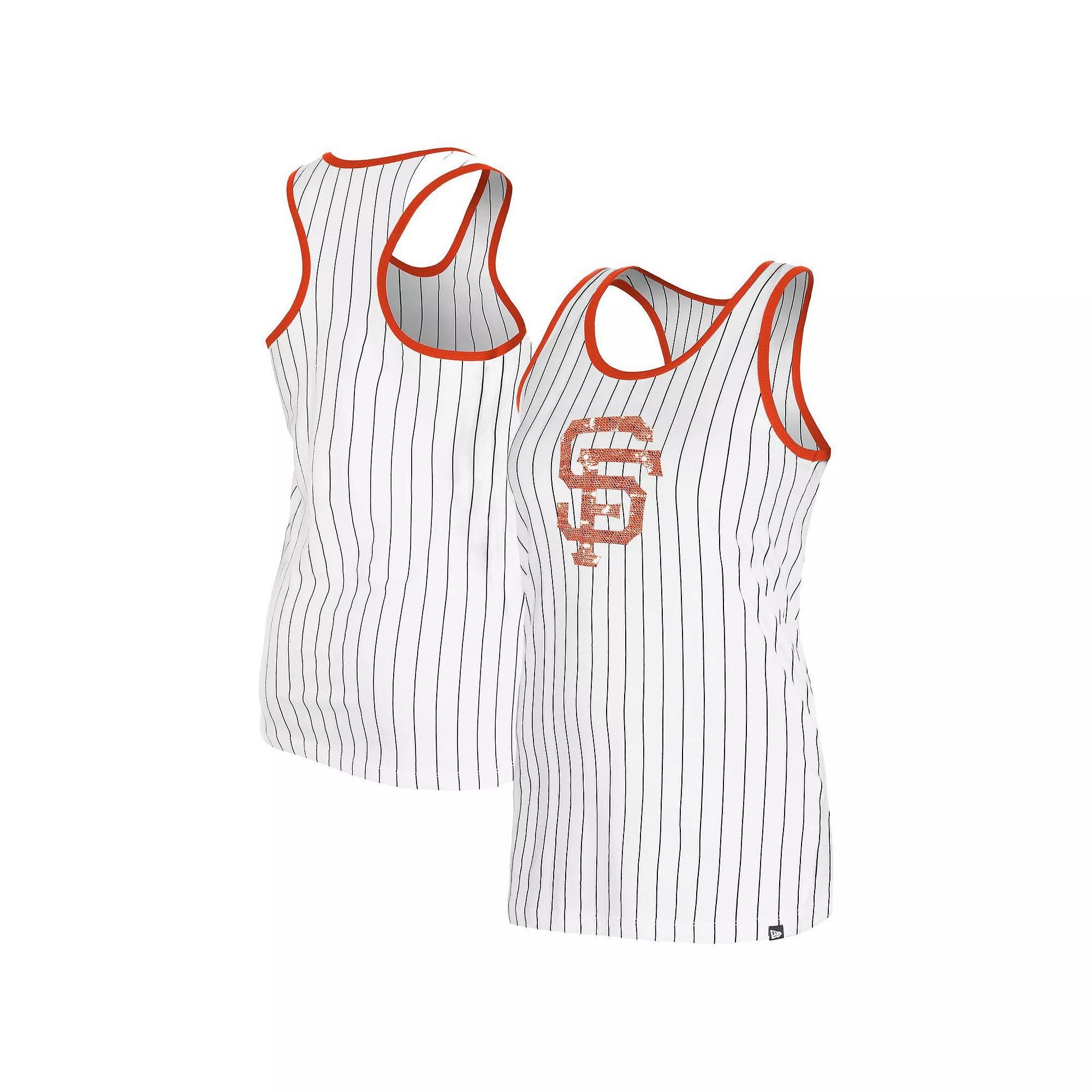 Women's New Era White San Francisco Giants Gameday Pinstripe Tank Top, Size: 2XL Product Image