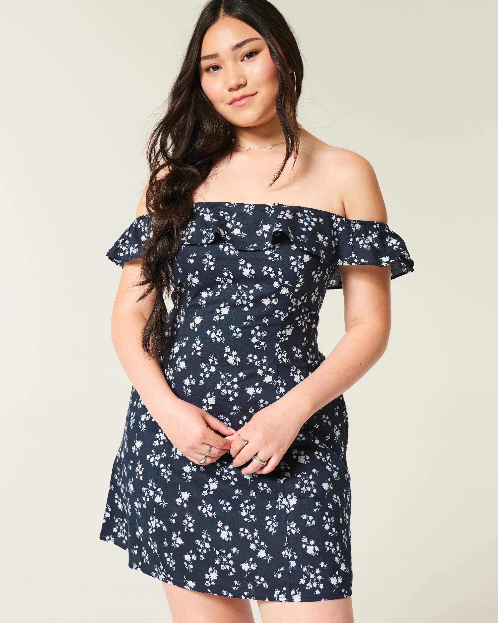 Off-the-Shoulder A-Line Ruffle Mini Dress Product Image
