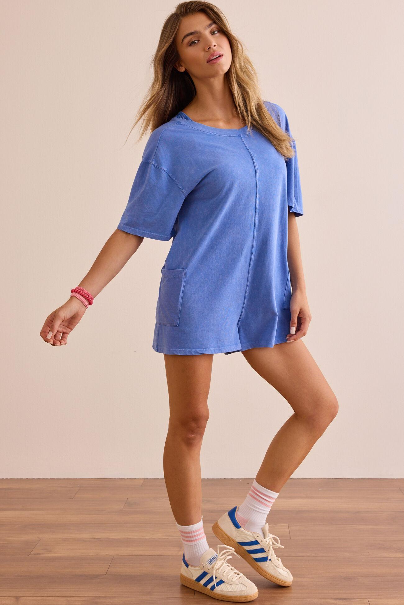 Hang Tough Washed Reversible Tee Romper Product Image